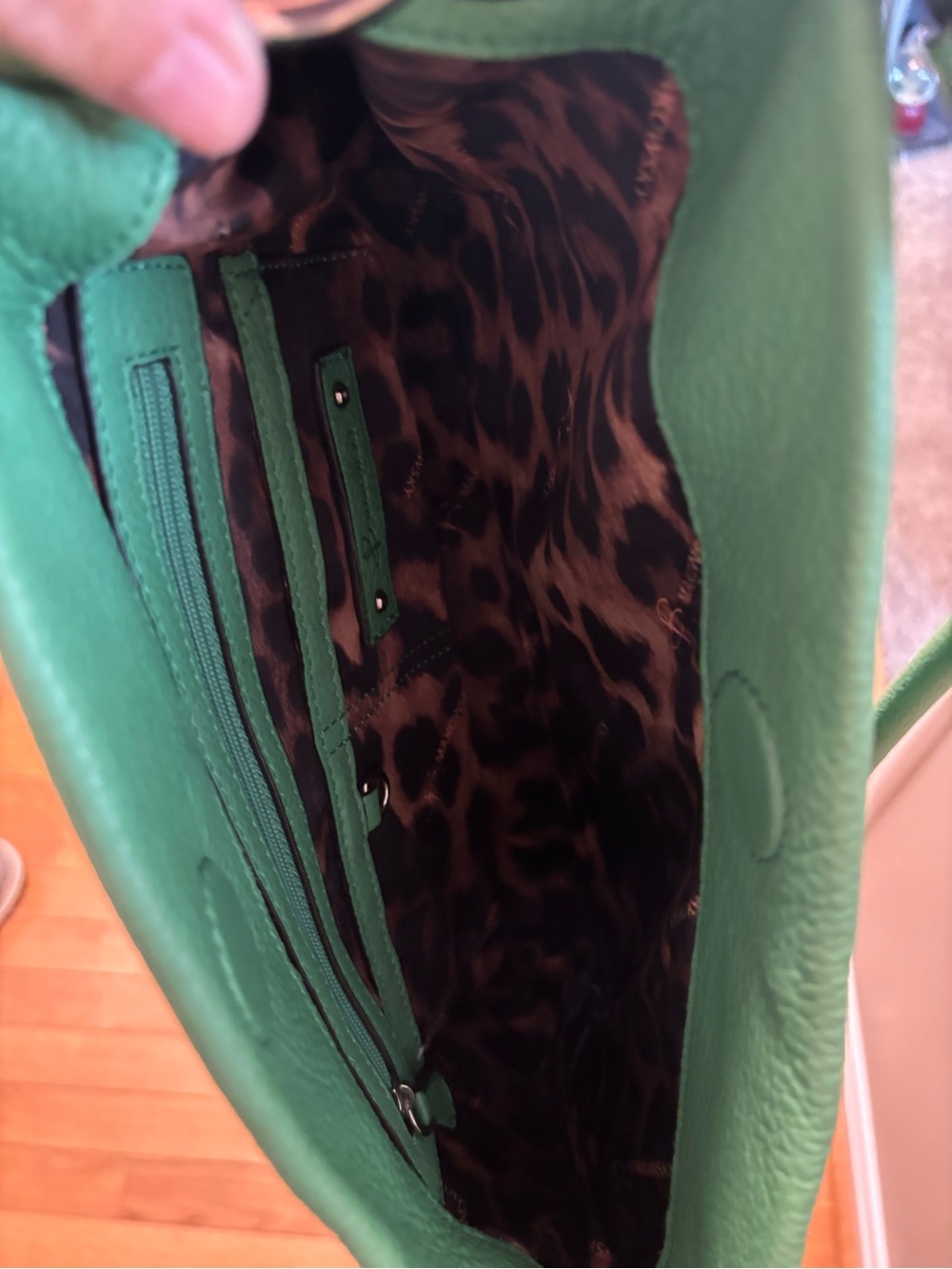 B. Makowsky Green Pebbled Leather Hobo Shoulder Bag - Picture 6 of 9